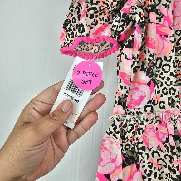 Betsey Johnson Leopard And Flowers Girls Size Medium (10) Top Only - Picture 7 of 7